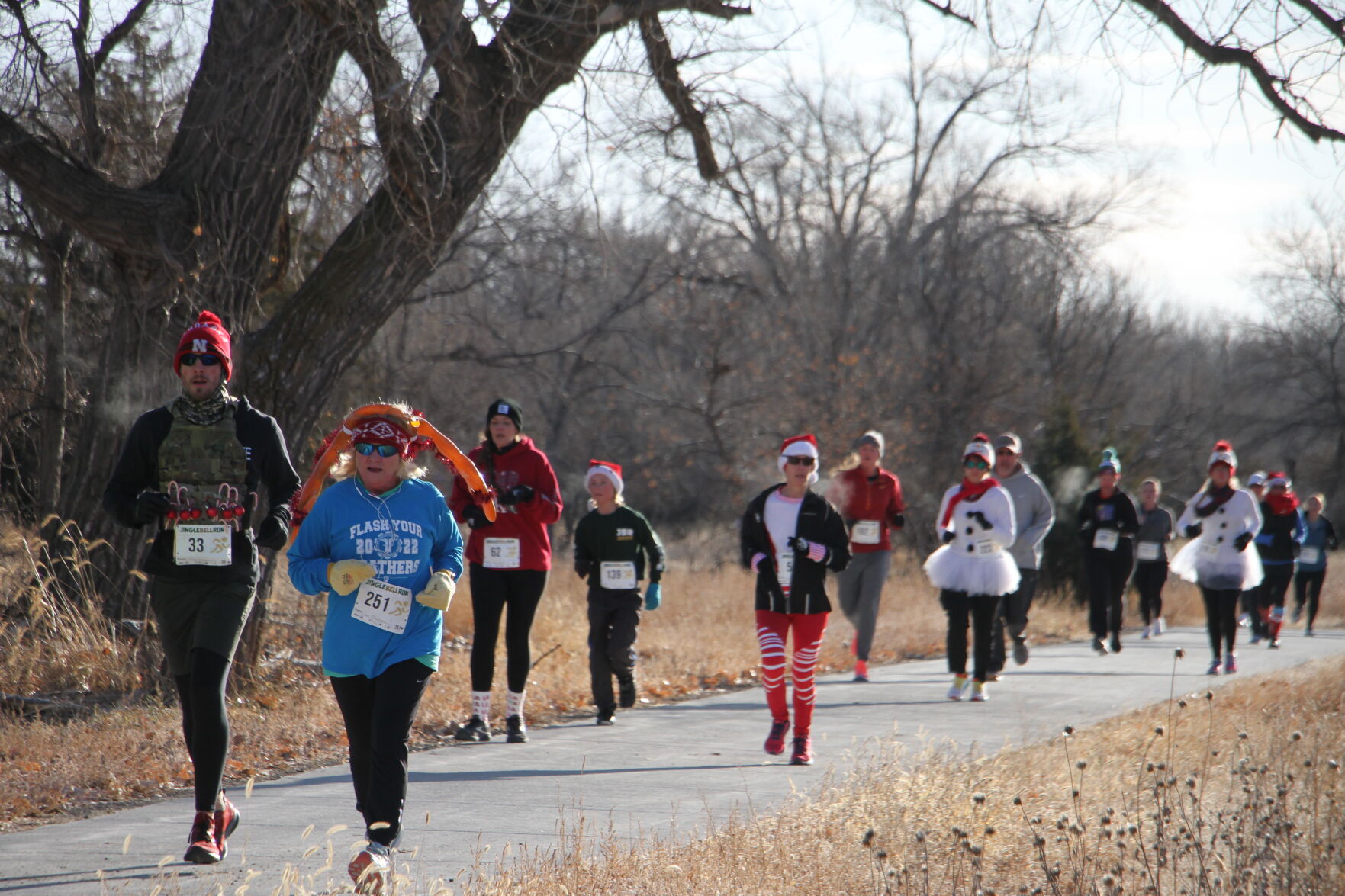 Jingle Bell runners rock down the trail